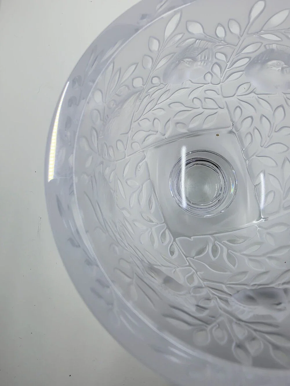 Lalique France Elisabeth Fauna & Flora Frosted Crystal Vase Square Pedestal